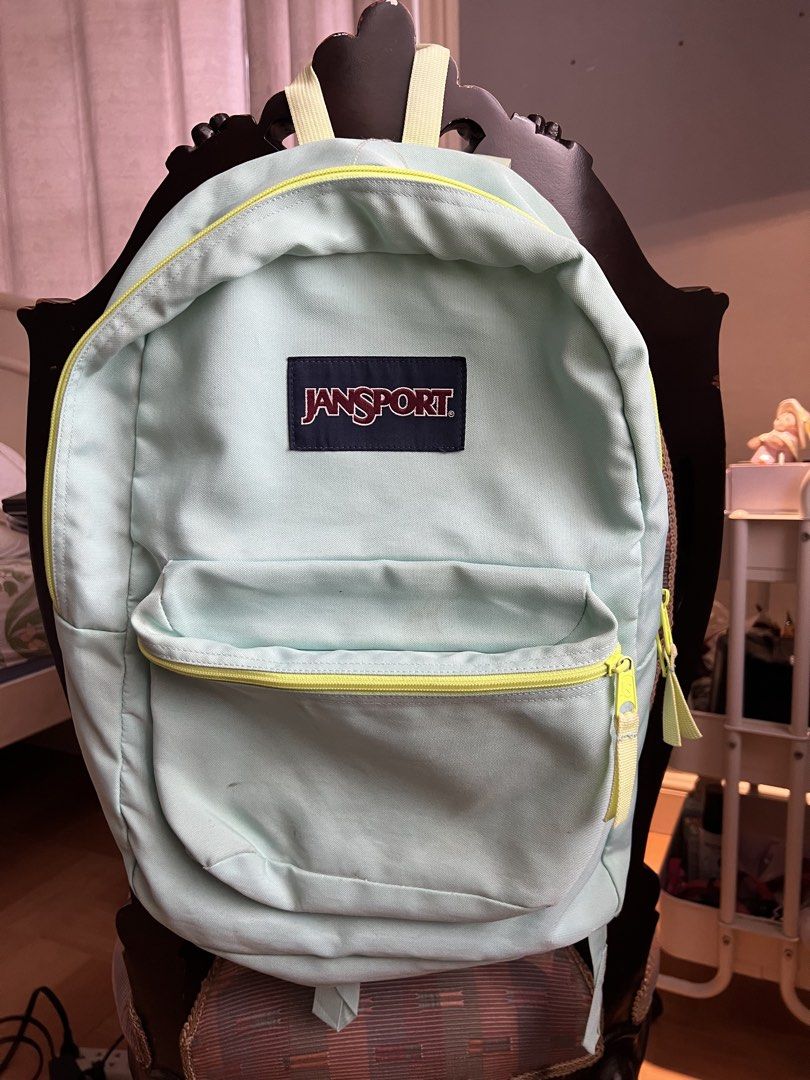 Jansport Backpack - Light Blue with Yellow Accents (Category: Backpacks) located in Bulacan. Submitted by fallongallon (Listing ID 1447495653, Image 1). Description: - Classic Jansport backpack - Light blue color with bright yellow zippers and straps - Spacious interior for books and essentials - Padded straps for enhanced comfort - Ideal for school or everyday use.