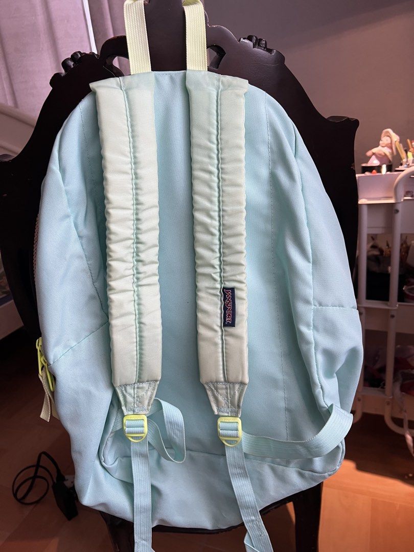 Jansport Backpack - Light Blue with Yellow Accents (Category: Backpacks) located in Bulacan. Submitted by fallongallon (Listing ID 1447495653, Image 3). Description: - Classic Jansport backpack - Light blue color with bright yellow zippers and straps - Spacious interior for books and essentials - Padded straps for enhanced comfort - Ideal for school or everyday use.