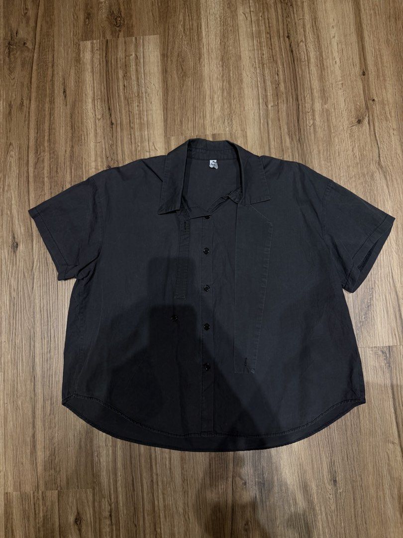 japanese black button up shirt (Category: Blouses) located in Kuala Lumpur. Submitted by cheeriofrog (Listing ID 1447603634, Image 1). Description: no defects, just that the colour is a little washed buttons can be played around with for different looks! .