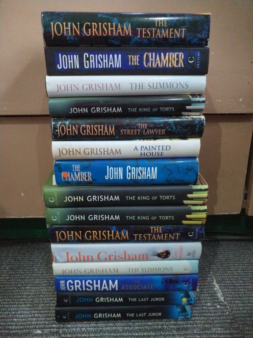 John Grisham Books Collection - Various Titles (Category: Storybooks) located in Bacoor. Submitted by kycliff (Listing ID 1447538308, Image 1). Description: - Collection of John Grisham novels 70pesos each or get 3 books for 200 - Titles: The Testament, The Chamber, The Summons, The King of Torts, The Street Lawyer, A Painted House, The Associate, The Last Juror - Perfect for fans of legal thrillers - All hardcover editions - All books are in goo