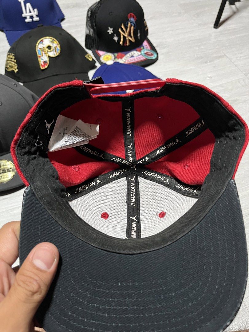 Jordan Jumpman Snapback Cap Red Black Elephant Print (Category: Caps & Hats) located in Manila. Submitted by jorgemabelin2001 (Listing ID 1447496753, Image 3). Description: - Red Jordan snapback cap - Features the iconic Jumpman logo on the front - Classic elephant print design on the brim - Adjustable snapback closure for a custom fit - Interior Jumpman branding on the sweatband - A must-have for any Jordan enthusiast.