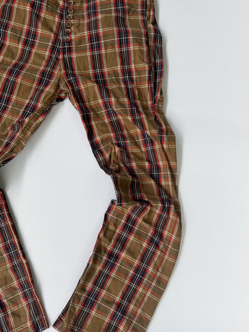 Kapital High Waisted Plaid Checkered Blend Pants (Category: Jeans) located in Baguio. Submitted by themgarbage (Listing ID 1447590369, Image 3). Description: Size tagged:1 Issue:none Waistline:31 Length:45.5 Thighs:13 Opening:8.5.