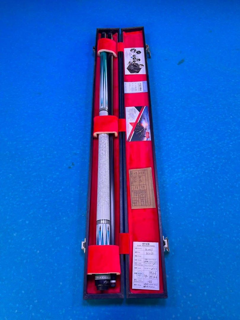 KL-05F KL365 Billiard Cue with Case (Category: Billiards and Bowling) located in Manila. Submitted by dvb979hbcy24172 (Listing ID 1447603594, Image 3). Description: - Model: KL-05F KL365 Billiard Cue - Joint Type: 3/8-11 - Weight: 18.5 oz - Shaft Diameter: 12.5mm - Butt Length: 29.4 inches - Grip: Genuine Leather Wrap - Included: Protective Wooden Case - Ideal for: Playing pool Negotiable! .