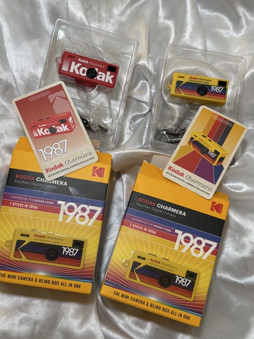 Kodak Charmera 1987 Keychain Digital Camera Blind Box (Category: Cameras) located in Manila. Submitted by lexie.xoxo (Listing ID 1447600146, Image 1). Description: - Two (2) Kodak Charmera 1987 keychain digital cameras available. - Mini cameras inspired by the iconic Kodak Fling. - Comes in blind boxes - collect all 7 unique styles! - Brand new and sealed in original packaging. - Great for collectors or as a unique gift/accessory..