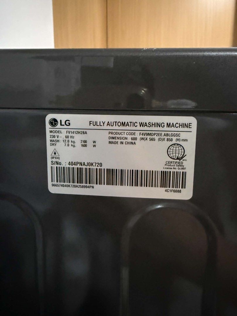 LG Fully Automatic ThinQ Washing Machine-12/7kg with dryer (Category: Washing Machines and Dryers) located in Mandaluyong City. Submitted by packedandboxed (Listing ID 1447644773, Image 3). Description: Unit bought in 2024 for 50,000.00 - LG ThinQ Washing Machine - Capacity: 12kg Wash / 7kg Dry - Key Features: TurboWash 39, Allergy Care, Steam Refresh, Smart Diagnosis - Wash Cycles: Cotton, Eco 40-60, Mixed Fabric, Easy Care, Delicates, Wool, Spe