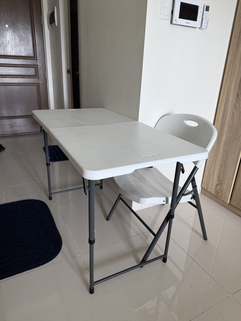 Lifetime Folding Table White (Category: Tables & Sets) located in Manila. Submitted by jrdacuyan (Listing ID 1447576922, Image 2). Description: MOVING OUT SALE - Lifetime white foldable table - Lightweight and portable design - Seats up to 6 pax - With 1 white chair.