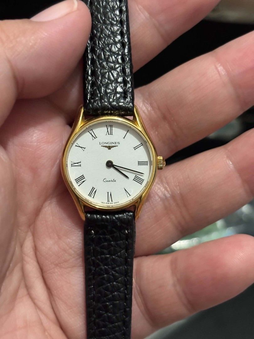 Longines Roman Dial Watch (Category: Luxury Watches) located in Rizal. Submitted by masterwatch_192 (Listing ID 1447591087, Image 1). Description: Longines Roman Dial Watch 22mm Sign of use Replaced strap Original Buckle As is 6500.