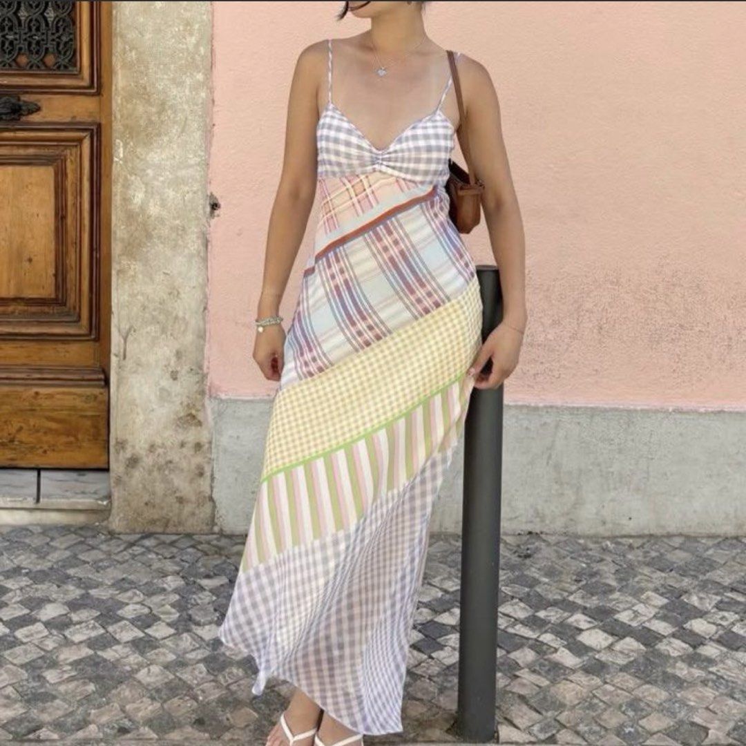 RENT: mng multicoloured plaid patchwork asymmetrical bias cut slip dress (Category: Dresses) located in Santo Tomas. Submitted by dangspreloved (Listing ID 1447619048, Image 2). Description: ‼️READ T&C HOW TO RENT: SLIDE 8 & 9 1-3 days rent: 1200 4+ days: 2,000 .