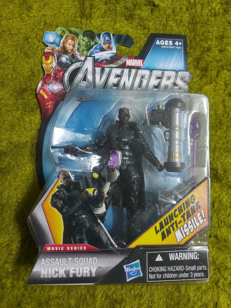 Marvel Avengers Assault Squad Nick Fury Action Figure (Category: Action & Battle Toys) located in Caloocan City. Submitted by hobbym8 (Listing ID 1447626721, Image 1). Description: - Marvel Avengers Assault Squad Nick Fury Action Figure - From the Movie Series - Comes with a launching anti-tank missile accessory - Perfect for Marvel fans and collectors.