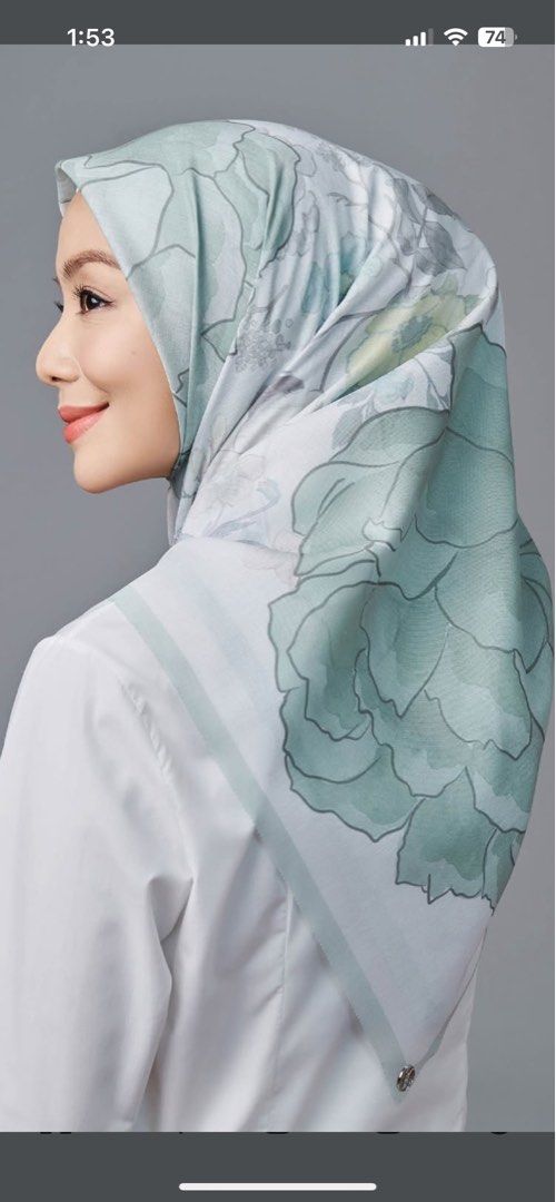 Mira Filzah The Yun Voile Square Scarf (Category: Hijabs) located in Bangi. Submitted by khyraz23 (Listing ID 1447647075, Image 2). Description: - Beautiful Mira Filzah scarf - Features a lovely soft green floral print - Made from comfortable voile material - Drapes nicely for a flattering look - Comes in its original box - Adds a pop of color to any outfit.