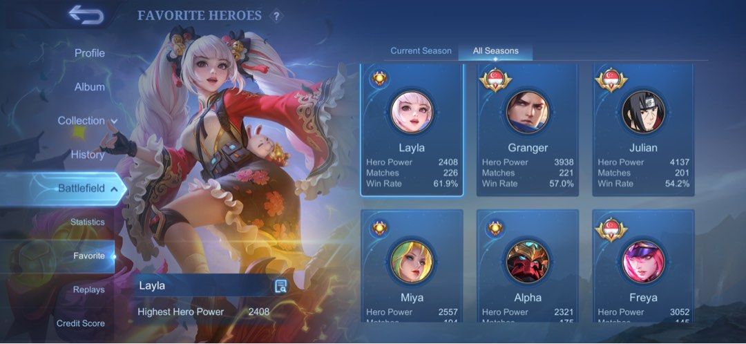 MLBB ACC (Category: In-Game Products) located in Singapore. Submitted by idontlikescammers (Listing ID 1447544813, Image 2). Description: what you see is what you get deal on same day $180.