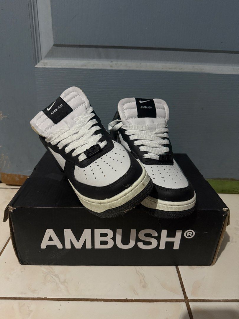 Nike x Ambush Air Force 1 High Black White (Category: Sneakers) located in Dagupan City. Submitted by shlyukha (Listing ID 1447649253, Image 1). Description: - Nike Air Force 1 High x Ambush collaboration - Classic black and white colorway - High-top silhouette - Includes original Ambush box - Perfect addition to any sneaker collection.