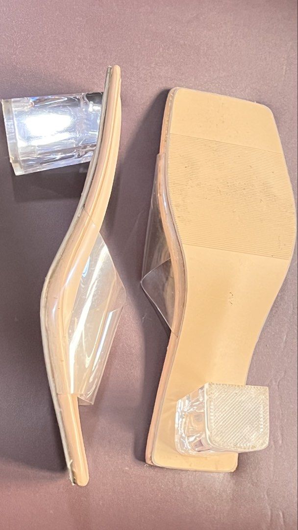 Olivia Clear Strap Block Heels Sandals (Category: Heels) located in Bulacan. Submitted by rds.declutter (Listing ID 1447595782, Image 2). Description: - Stylish clear strap sandals - Beige sole and chic square toe - Comfortable 2-inch chunky block heel - Easy slip-on design - Versatile for dressing up or down rfs: decluttering.