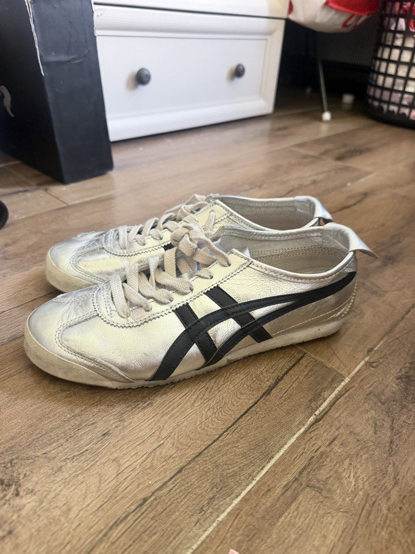 Onitsuka tiger mexico 66 silver black (Category: Casual Shoes) located in Davao. Submitted by declutterbycenc (Listing ID 1447505649, Image 1). Description: No box bought in japan Rfs: big on me Used few times only Size is us 6 24.5 cm Bought in japan Will ship using extra box .