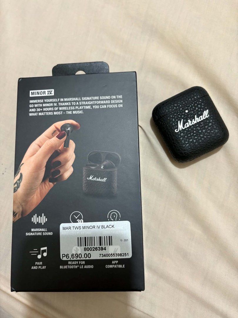 Original Marshal Minor IV (almost new) (Category: Earphones) located in Batangas. Submitted by ramoskathy653 (Listing ID 1447631322, Image 1). Description: Extra earphones, no cod and cop payment first thru gcash via lbc delivery sf will be shouldered by the buyer.