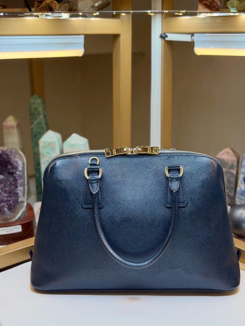 Prada Promenade Small (Category: Luxury Bags & Wallets) located in Valenzuela. Submitted by happyhabit (Listing ID 1447631427, Image 2). Description: Authentic Prda Promenade Small Navy Blue in Saffiano Leather Material GHW with Strap Excellent used condition Php 38,000 only.