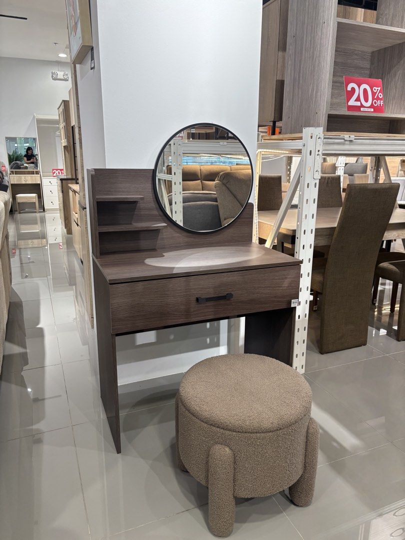 sanyang vanity table [last price posted] (Category: Other Home Furniture) located in General Trias. Submitted by declutteringwithasha (Listing ID 1447594362, Image 2). Description: rfs: moving out! 128cm height, 45cm width, 80cm length can send more pictures just message me :)) *chair not included and WILL NOT ENTERTAIN LOW BALLERS.