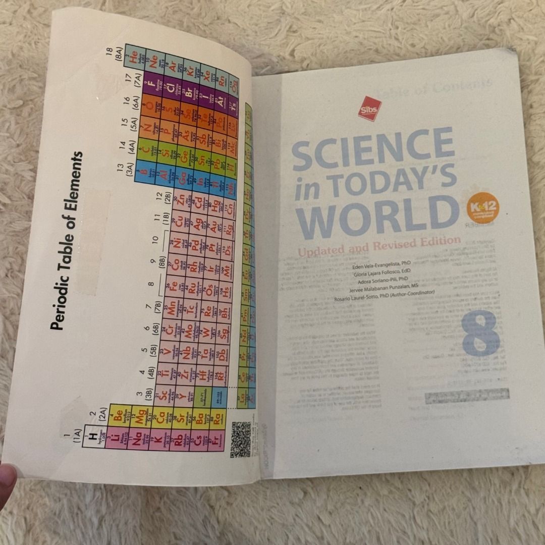 Science in Today's World 8 Updated and Revised Edition Textbook (Category: Textbooks) located in Las Pinas. Submitted by allideclutter (Listing ID 1447576741, Image 2). Description: - Science in Today's World 8 - Grade 8 Textbook - Updated and Revised Edition - Published by SIBs Publishing House - Copyright 2022 - Used for school year 2024-2025, OBMC / OB Montessori Grade 8 student.