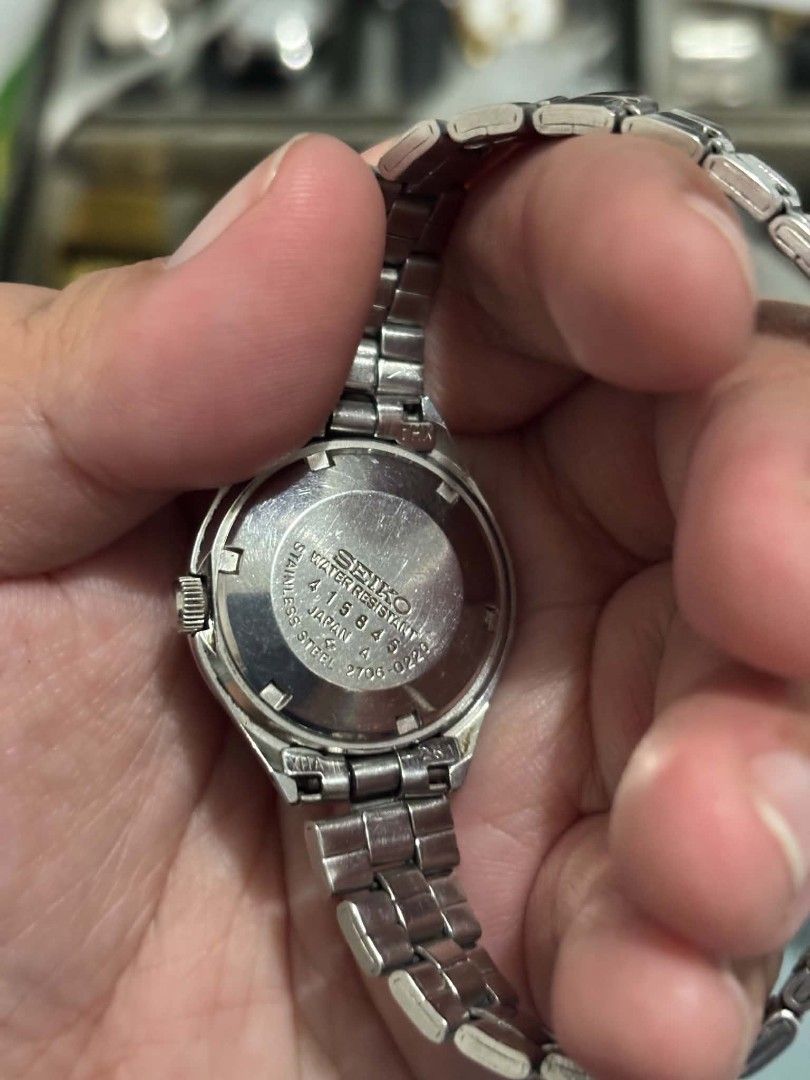 Seiko Lady Automatic Watch 27mm Red wine dial Automatic (Category: Luxury Watches) located in Rizal. Submitted by masterwatch_192 (Listing ID 1447587924, Image 3). Description: Seiko Lady Automatic Watch 27mm Red wine dial Automatic (need service) Scractches on glass Sign of use Orig strap Up to 7.5 inch wrist size As is 2500.