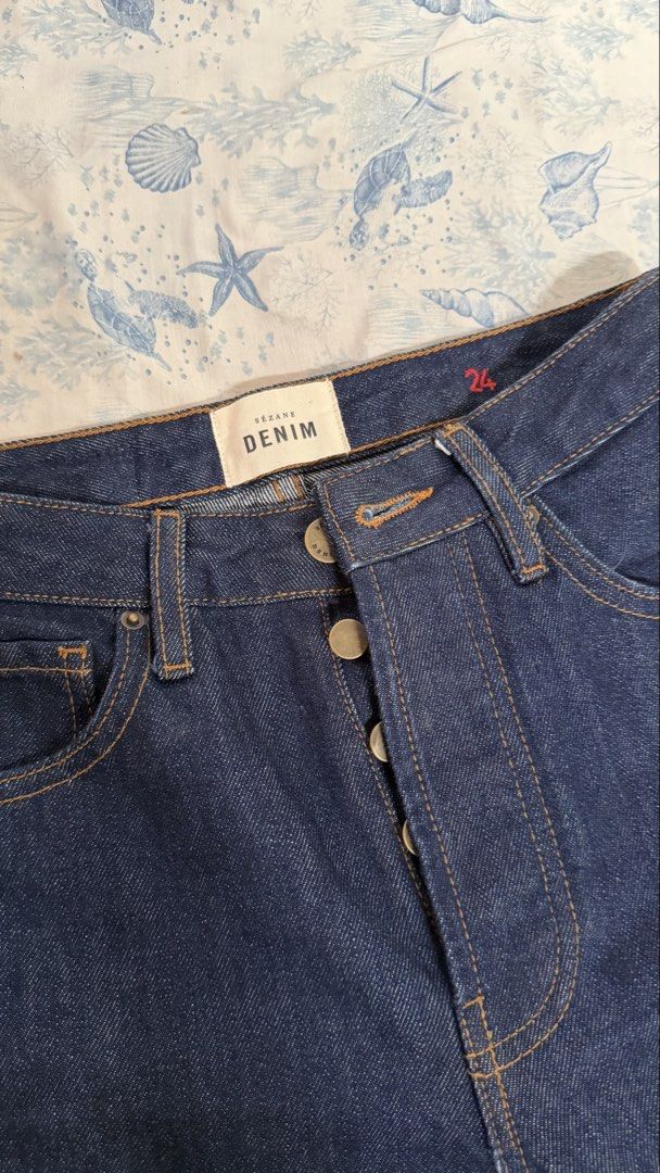 SEZANE DENIM Dark Wash Button Fly Jeans Size 24 (Category: Jeans) located in Bulacan. Submitted by shop.rine (Listing ID 1447540410, Image 3). Description: Dark wash denim jeans from Sezane, featuring a button fly closure and a timeless high-waisted, straight-leg style. These jeans are a wonderful addition to your wardrobe, as the versatile dark wash pairs effortlessly with anything. Price is still negotiable, but please be fair with offers. No l