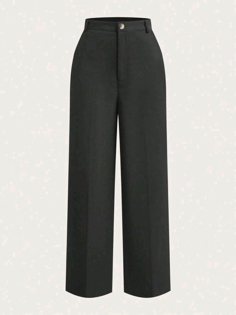 SHEIN Black Wide Leg High Waisted Pants (Category: Other Bottoms) located in Kuala Lumpur. Submitted by hodorable (Listing ID 1447573090, Image 1). Description: - Black wide leg pants from SHEIN - High-waisted design - Button and zip closure - Functional front pockets - Full length - Versatile for dressing up or down - Comfortable and stylish - Refer pic for sizing - Brand new, never worn.