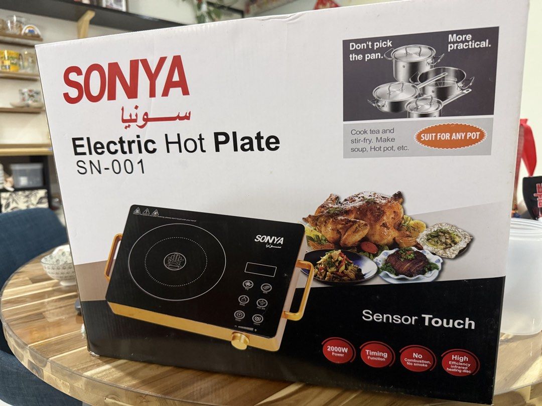 SONYA Electric Hot Plate SN-001 Sensor Touch 2000W (Category: Cookware & Accessories) located in Kuala Lumpur. Submitted by AhHead (Listing ID 1447609322, Image 1). Description: brand new reason for sell: company lucky door gift, didn’t use for it COD balakong/ cheras.