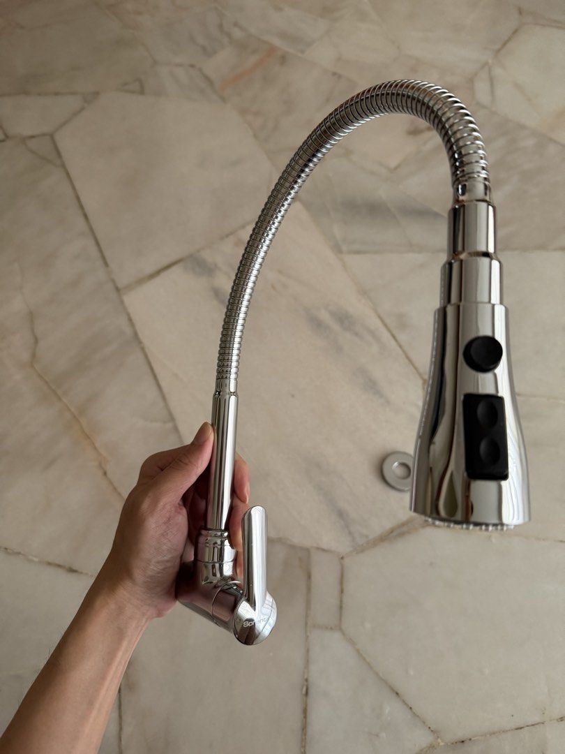 SORENTO SRTWT5826 Wall Mounted Kitchen Tap Brass Flexible Hose (Category: Bathroom & Kitchen Fixtures) located in Ampang. Submitted by kw______ (Listing ID 1447490257, Image 1). Description: - Wall-mounted kitchen tap - Model: SRTWT5826 - Material: Brass - Features: Flexible hose for easy reach - Height: 318mm - Ideal for kitchen use.