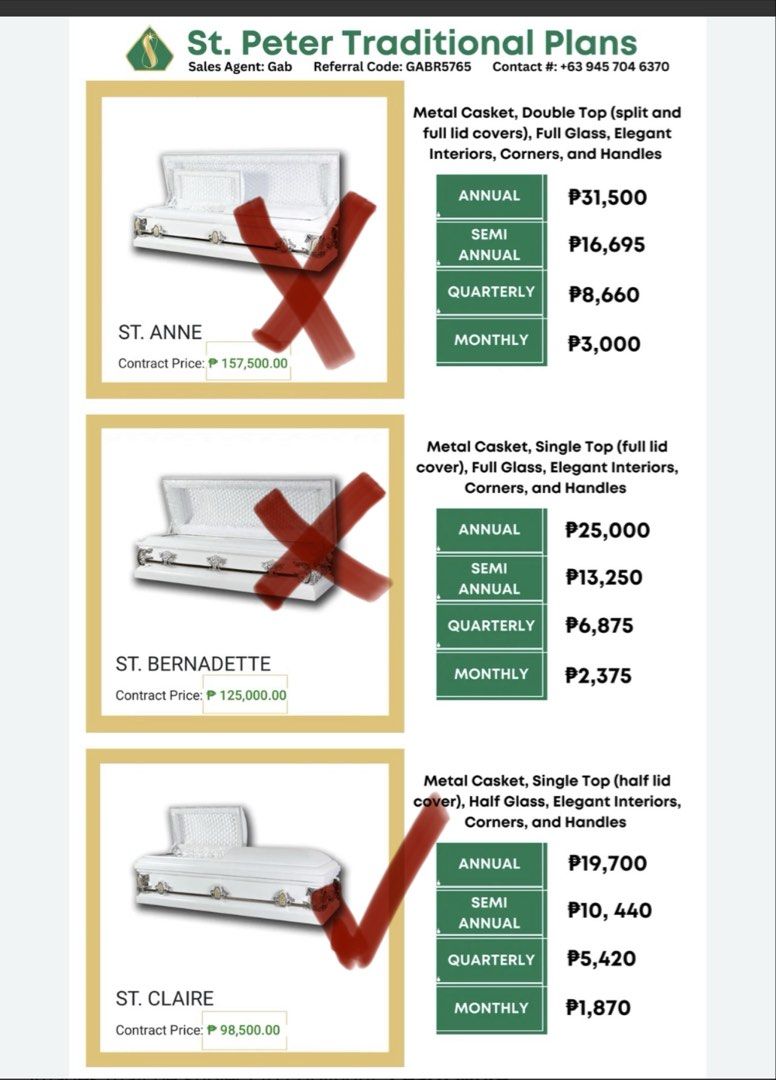 St. Peter Plan ( St. Claire package) (Category: Looking For) located in Muntinlupa City. Submitted by 13gracious (Listing ID 1447557983, Image 2). Description: Pls see flyer on the description of the package. RFS: we have multiple so selling some. .