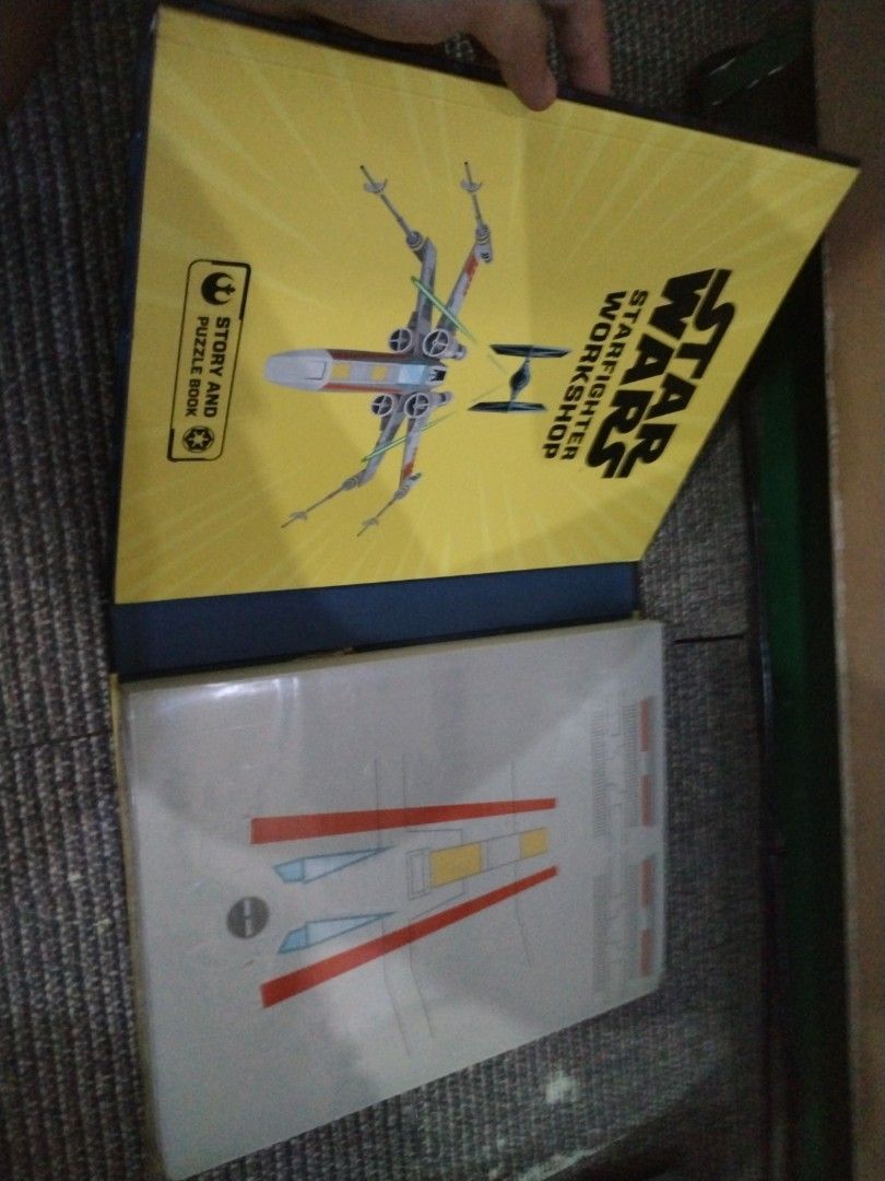 Star Wars Starfighter Workshop & R2-D2 Book Set (Category: Storybooks) located in Bacoor. Submitted by kycliff (Listing ID 1447569617, Image 1). Description: - All three figure books for 450 - Star Wars Starfighter Workshop book - Buildable X-Wing and Tie Fighter models included - Additional Star Wars book with tin can featuring R2-D2 on the cover - Potential for building a Millennium Falcon model (from the second book) - Packed with fun activiti