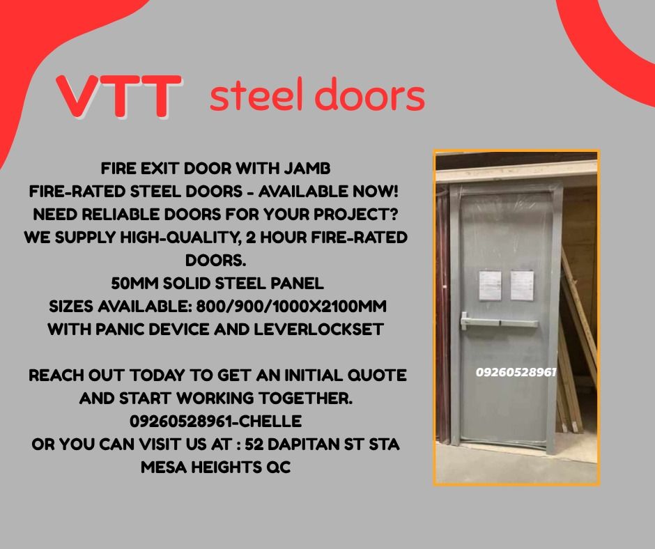 steel fire exit door (Category: Locks, Doors & Gates) located in Quezon City. Submitted by vttsteeldoor-chelle (Listing ID 1447559491, Image 1). Description: .