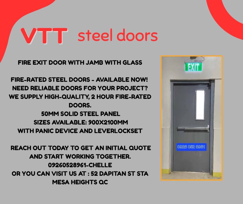 steel fire exit door (Category: Locks, Doors & Gates) located in Quezon City. Submitted by vttsteeldoor-chelle (Listing ID 1447559491, Image 2). Description: .