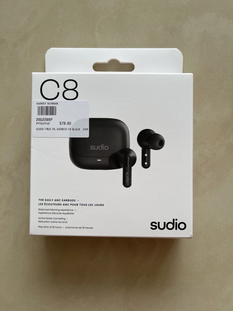 Sudio C8 True Wireless ANC Earbuds - Black