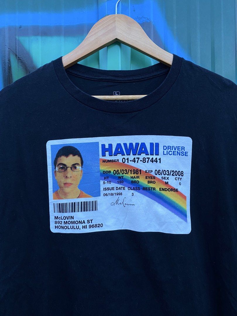 Superbad McLovin Driver’s License (Category: Tshirts & Polo Shirts ) located in Cebu City. Submitted by gianperothrifter (Listing ID 1447655611, Image 3). Description: Superbad McLovin Driver’s License Size L on tag 21x29 Excellent condition Php 450.