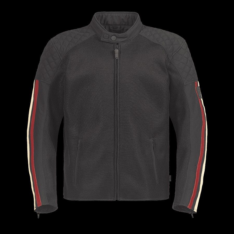 Triumph Motorcycle Mesh Riding Jacket (Category: Coats, Jackets and Outerwear) located in Mandaluyong City. Submitted by pj.pj2 (Listing ID 1447569097, Image 1). Description: - Triumph black mesh riding jacket - Quilted shoulder panels - Red and white stripe accents on sleeves - Full zip front with snap collar closure - Ideal for warm weather riding - Features Triumph logo on the back rfs too large for me. negotiable .