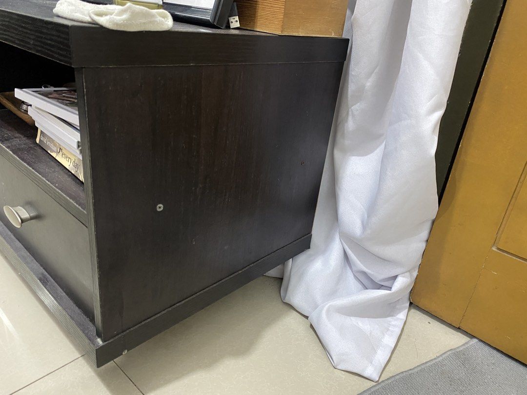 TV rack cabinet (Category: Shelves, Cabinets & Racks) located in Rizal. Submitted by julsdeclutterss (Listing ID 1447601638, Image 2). Description: Madumi lang pero tibay yan haha Cabinets are all working Length 55 inches Height 17 inches .