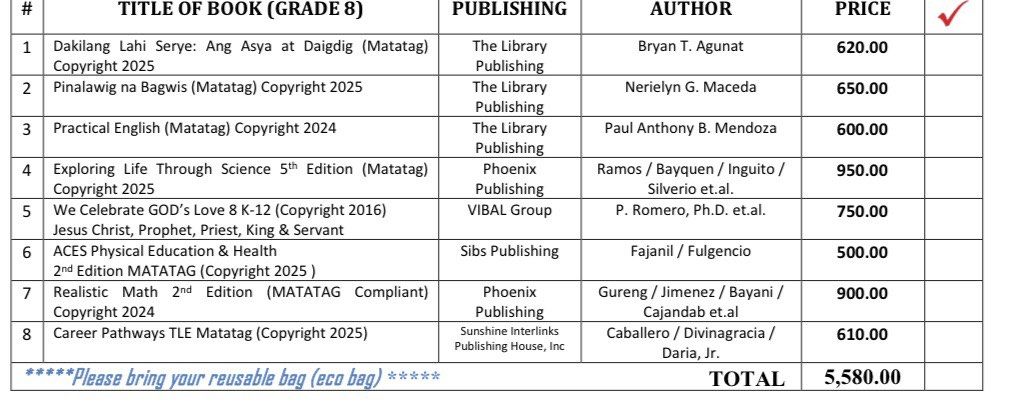 UST GRADE 8 Practical English (Matatag) Copyright 2024 (Category: Textbooks) located in Manila. Submitted by hellothere2012 (Listing ID 1447474709, Image 2). Description: With discount if take all Goid as new.