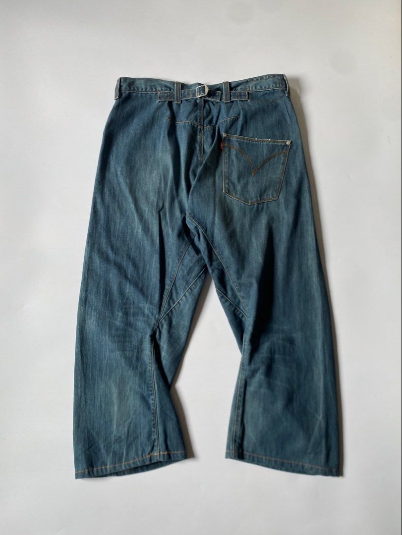 Vintage Levis Enginereed Cinch Back Twisted Leg Jeans (Category: Jeans) located in Baguio. Submitted by archival.store (Listing ID 1447564279, Image 3). Description: Size tagged:34 Issue:none Waist:34 Length:37.5 Thigh:14 Opening:10.5 Mine:4,500 .