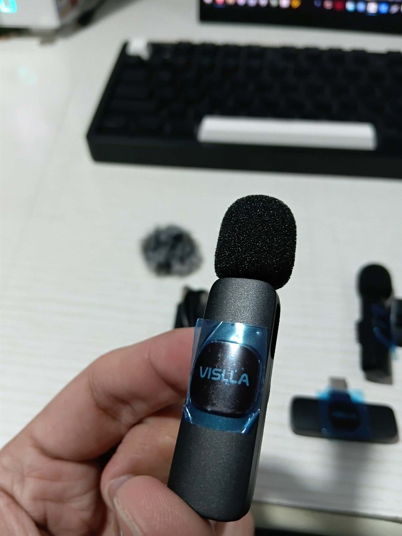Vislla GM10 (Category: Microphones) located in Manila. Submitted by imshimel (Listing ID 1447513069, Image 2). Description: Vislla GM10 Wireless Microphone (1.2k) Brand New opened to check only. Inclusions: 2 Transmitter 1 Receiver 2 Windscreen Type C charging cable USB C to Lightning adapter 2.4G connection Compatible with IOS. Plug and Play. Loc Gagalangin Manila..