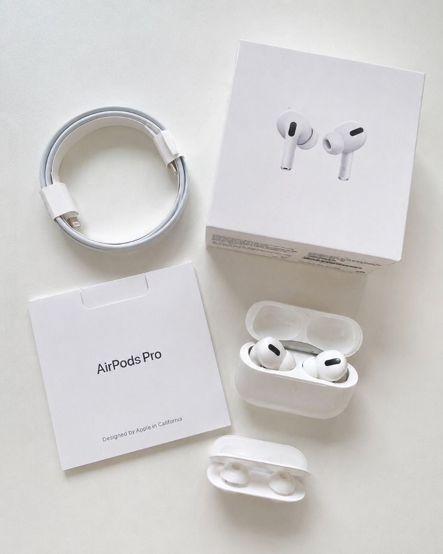 Apple AirPods Pro (1st Generation) (Category: Earphones) located in Makati City. Submitted by ivykloset (Listing ID 1447736115, Image 3). Description: - Authentic Apple AirPods Pro - Includes original charging case - Comes with charging cable - Extra ear tips included for a perfect fit - Original packaging intact - Excellent working condition - Ready for a new owner.