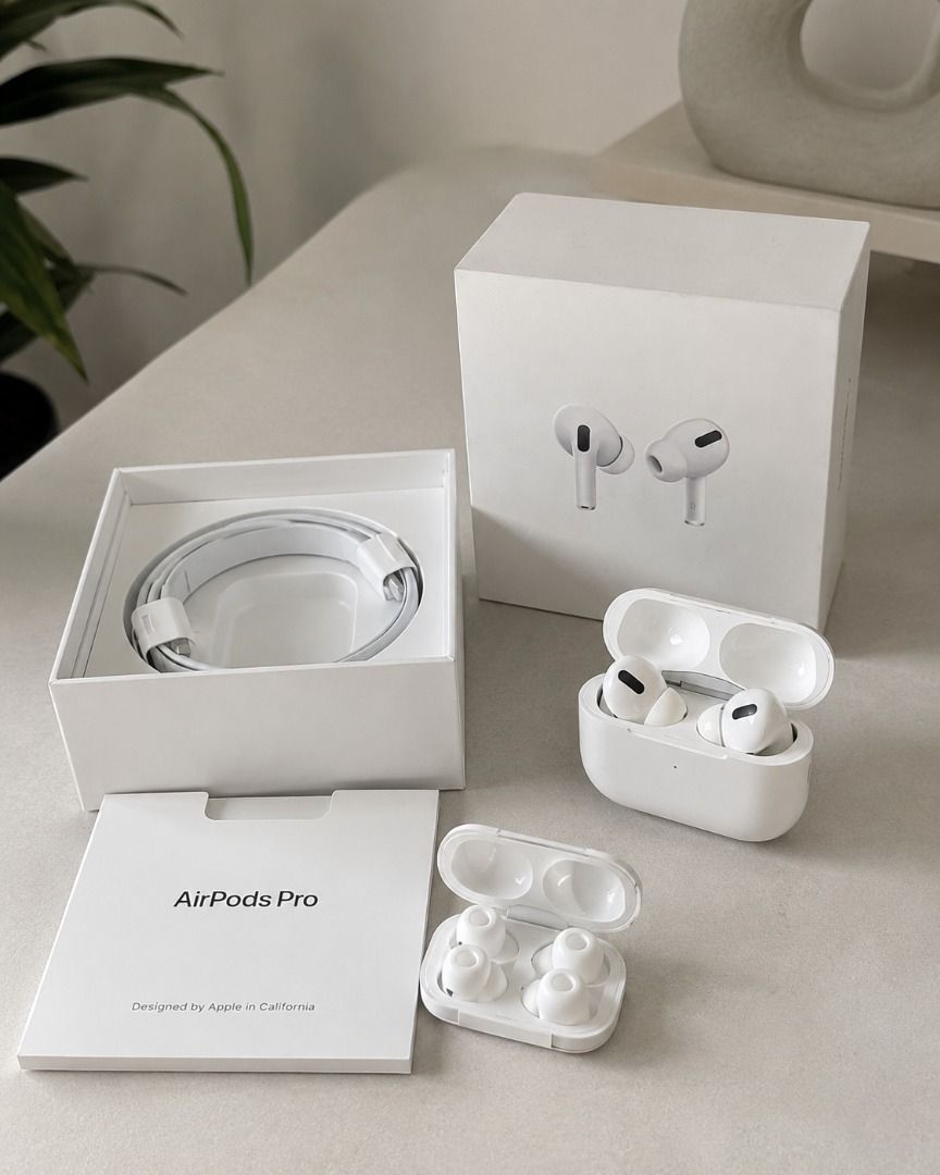 Apple AirPods Pro (1st Generation) (Category: Earphones) located in Makati City. Submitted by ivykloset (Listing ID 1447736115, Image 2). Description: - Authentic Apple AirPods Pro - Includes original charging case - Comes with charging cable - Extra ear tips included for a perfect fit - Original packaging intact - Excellent working condition - Ready for a new owner.