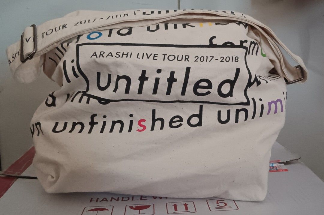 Arashi Untitled Canvas Bag (Category: Tote Bags) located in Las Pinas. Submitted by 030700 (Listing ID 1447752697, Image 1). Description: - Arashi Live Tour 2017-2018 Untitled canvas tote bag - Adjustable strap for comfort - Ideal for everyday use or as a fan collectible content not included 100% cotton .