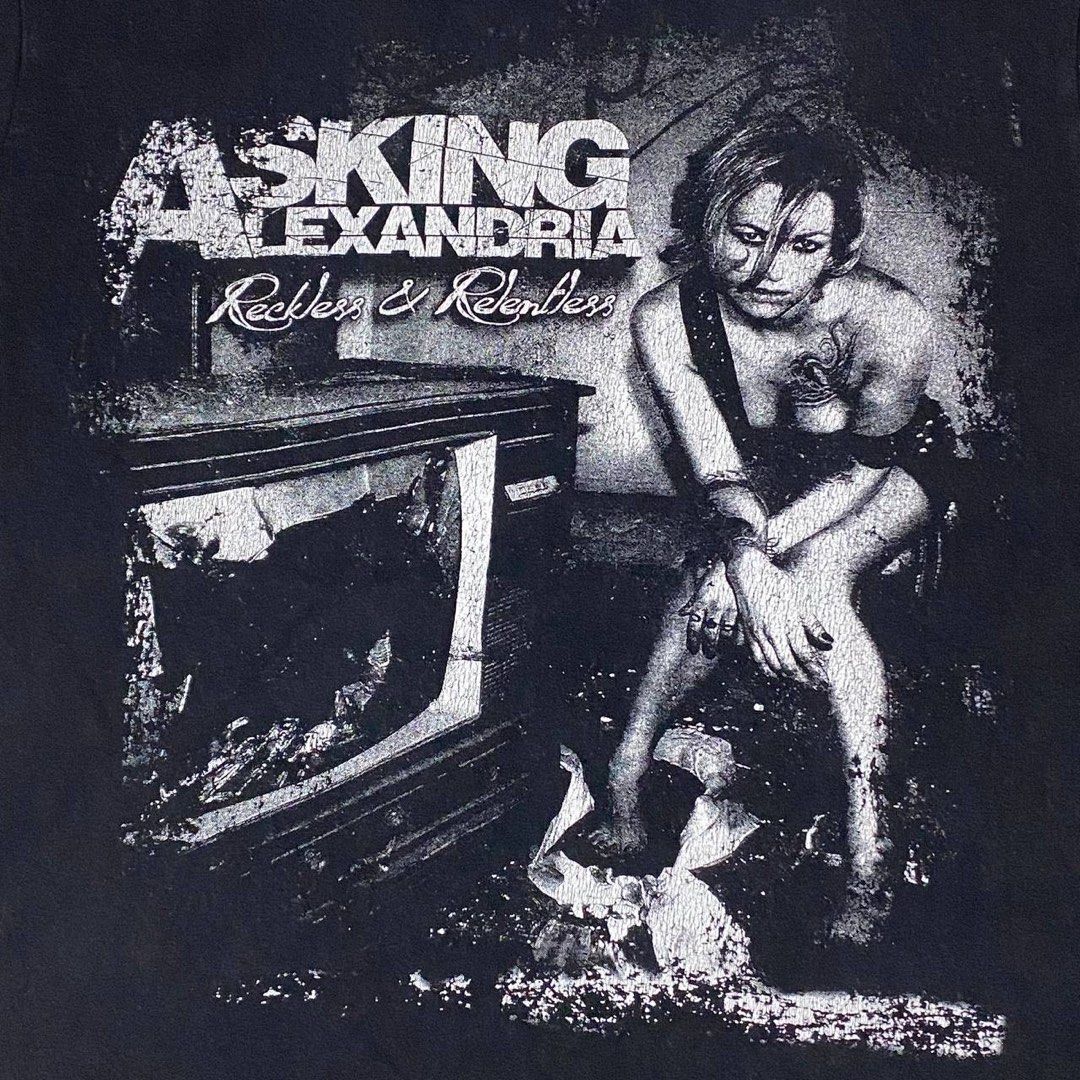 Asking alexandria (Category: Tshirts & Polo Shirts) located in Kampong Gajah. Submitted by twohornsthrift (Listing ID 1447683762, Image 3). Description: Metalcore band asking alexandria reckless & relentless cover album art Size : M Measurement : 20.5” X 26” Tag : hot rock Condition : 9/10 good used condition.