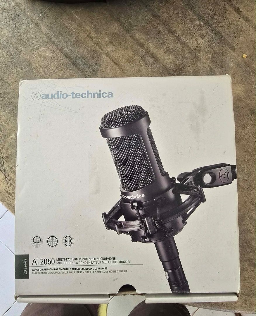 Audio-Technica AT2050 Multi-Pattern Condenser Microphone (Category: Microphones) located in Legazpi City. Submitted by gerliemej34718 (Listing ID 1447841031, Image 1). Description: - Audio-Technica AT2050 Multi-Pattern Condenser Microphone - Ideal for studio recording - Comes with original box and pouch - Feel free to ask questions!.