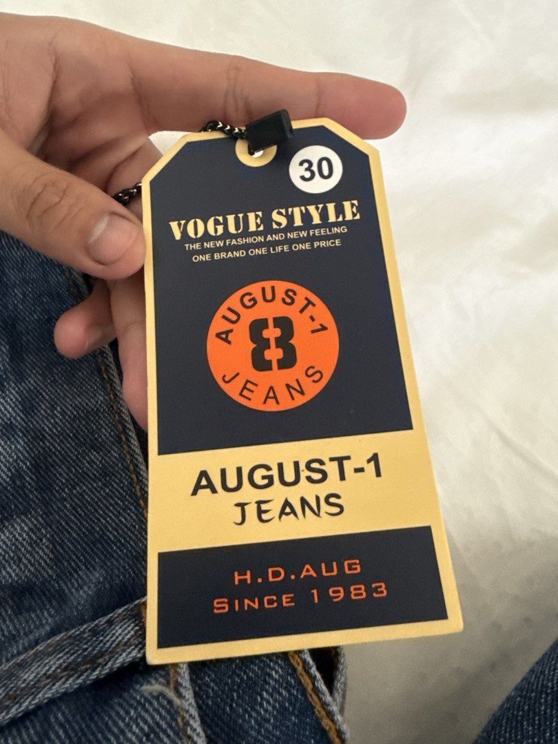 August 1 Jeans - Blue Wash Denim - Size 30 (Category: Jeans) located in Quezon City. Submitted by enchongsarchives (Listing ID 1447737643, Image 3). Description: - Brand: August 1 - Color: Blue wash denim - Fit: Straight leg - Style: Classic five-pocket - Condition: Brand new with tags attached - Size: 30 - Features: Versatile for everyday wear, easy to pair with any top.