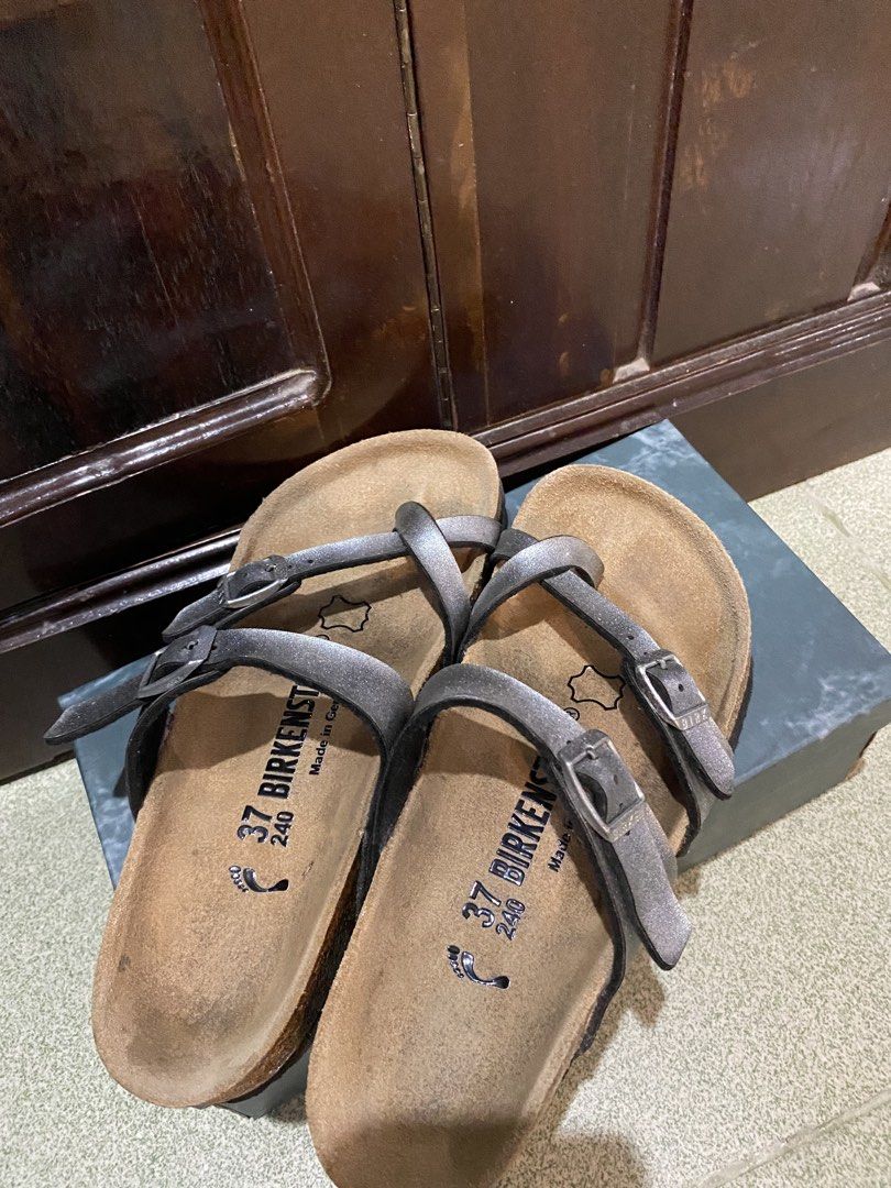 Birkenstock Metallic Grey Strap Sandals Size 37 (Category: Flats & Sandals) located in Iloilo. Submitted by togoapparels (Listing ID 1447820665, Image 1). Description: - Restored Birkenstock -Birkenstock Sandals - Metallic Grey Finish - Adjustable Straps for a Secure Fit - Comfortable Cork Footbed - Size 37 (fits 240mm) - Made in Germany - Ideal for Everyday Wear.