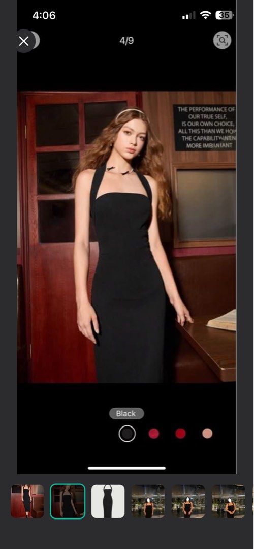 Black Halter Neck Midi Dress (Category: Dresses) located in Manila. Submitted by erikaashl33349 (Listing ID 1447756835, Image 3). Description: - Black halter neck midi dress - Fitted silhouette - Ideal for formal events or a night out - Comfortable fabric - Chic and sophisticated look - Easy to style with heels or flats Original price: 375 Used once only Kunin niyo na please!!! sorry for the low quality pics, re uploading lang. .