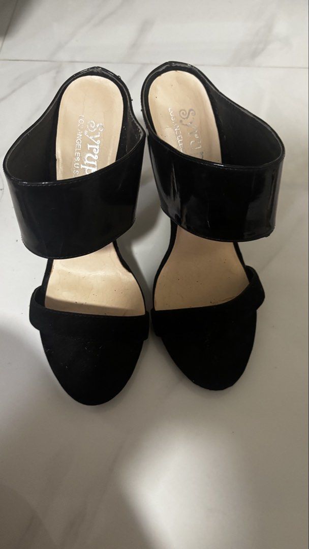 Black Patent and Suede Heels (Category: Heels) located in Bulacan. Submitted by mreyes21 (Listing ID 1447732817, Image 1). Description: - Stylish black heels - Patent straps and suede front - High stiletto heel - Minor scuffing on soles and heels - Ideal for dressing up outfits - Comfortable for a night out.