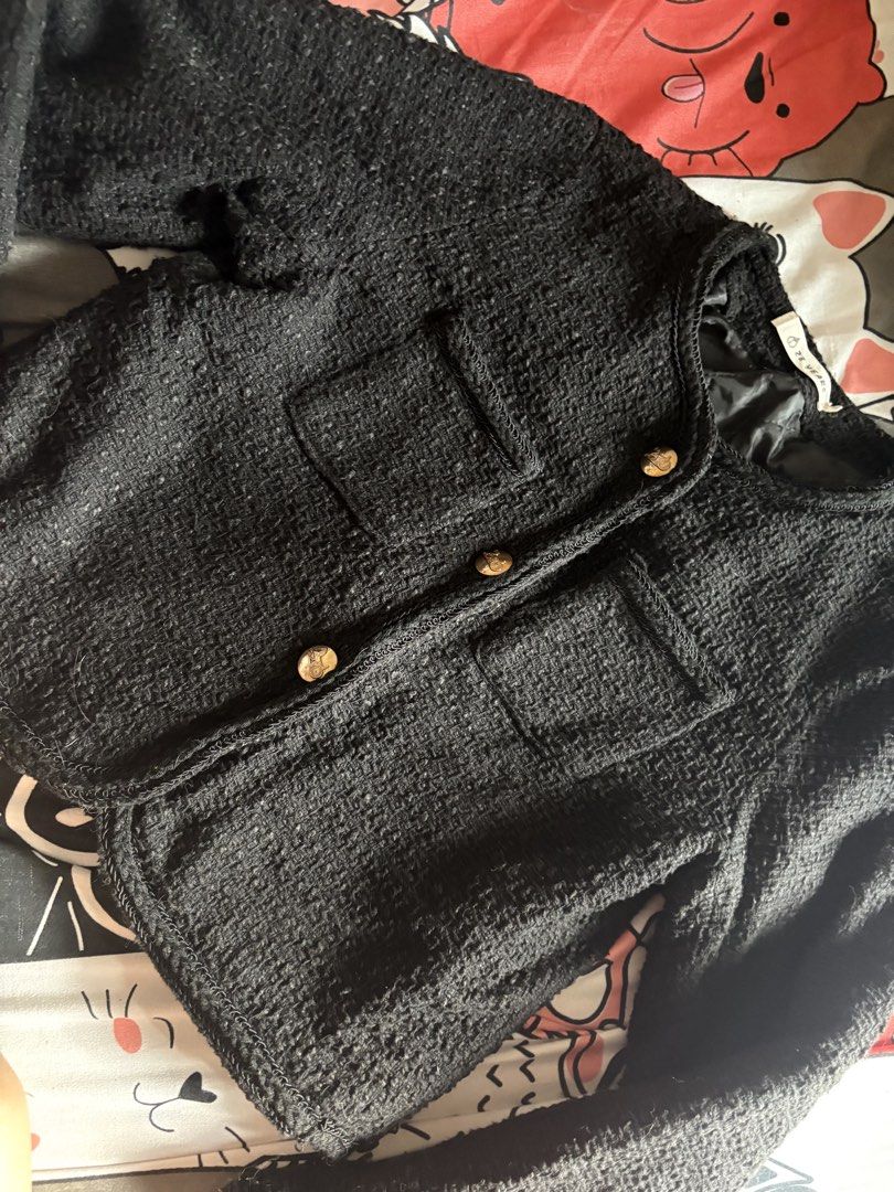 Black Tweed Jacket (Category: Coats, Jackets and Outerwear) located in Makati City. Submitted by grwmdeclutter (Listing ID 1447793691, Image 1). Description: Never used.