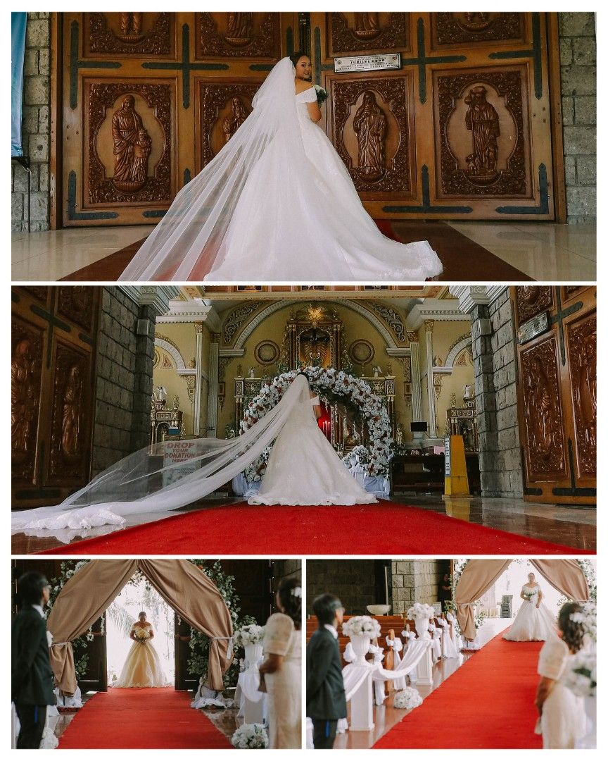 Bridal Gown (Category: Evening dresses & gowns) located in Taguig. Submitted by yogart (Listing ID 1447823501, Image 2). Description: Hello future bride. Wedding gown for sale used last year. Size: M-L Color: Off white Deaign: Corset back, long trail, ball gown (7 layers) Tahi ung sequins and embroidered not glued Condition: Used once good as new, dry cleaned Included: pertticoat With Box Bought this for 20k selling for 12k.