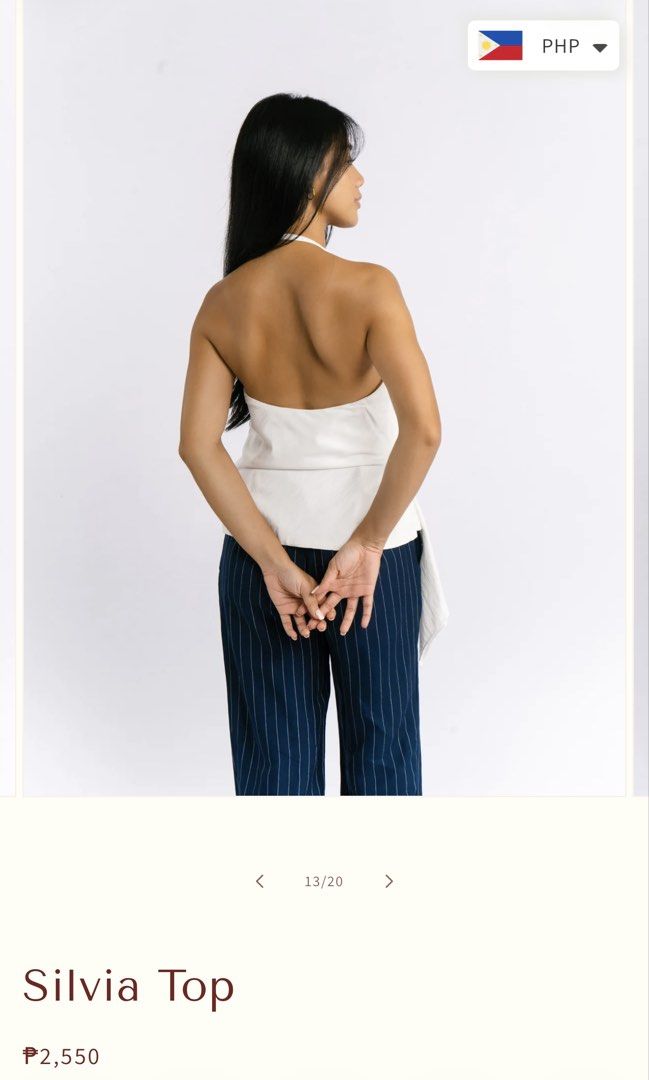 Cariño Silvia Top White Halter Neck Wrap Top (Category: Sleeveless) located in Norzagaray. Submitted by stylesph (Listing ID 1447715756, Image 2). Description: Brand new Size: Small RFS: Big on me.